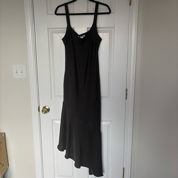 NWT Glamorous Black Satin Bias- Cut Asymmetric Dress Size Medium - Picture 1 of 9